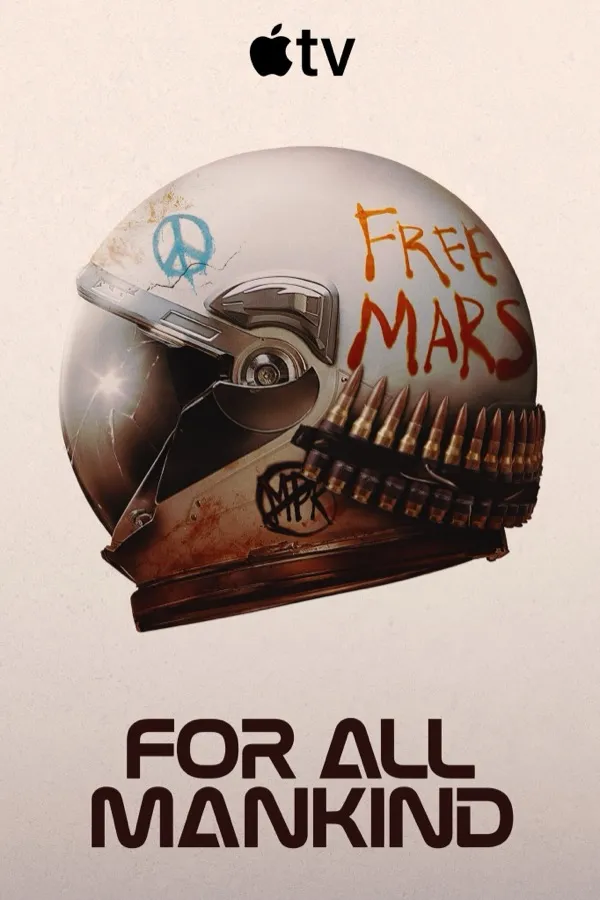 For All Mankind season 5 poster: a battered space helmet with "Free Mars" painted on it